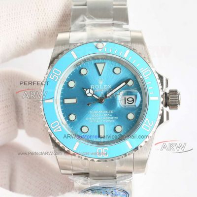 Swiss Clone Rolex Submariner 70th Baby Blue Dial 3135 Oyster Watch